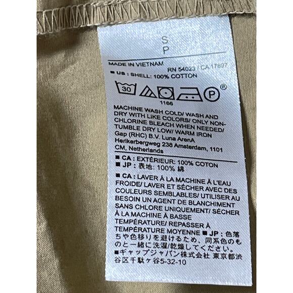 Banana Republic Women's Tan Khaki Short Sleeve Mock Button Down Shirt Top Size S - Picture 4 of 4